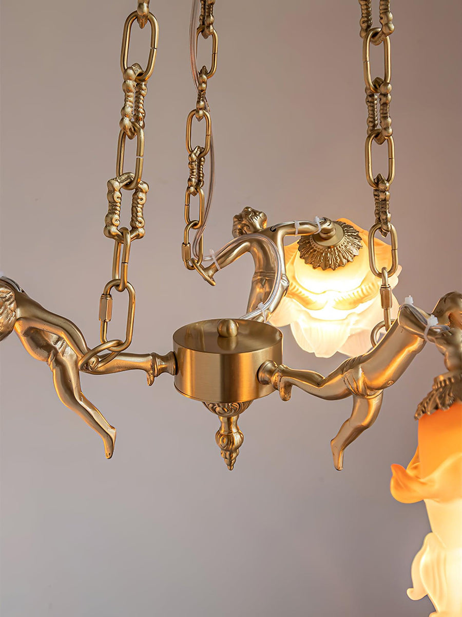 Lustre Dinard en laiton et verre – vue 5