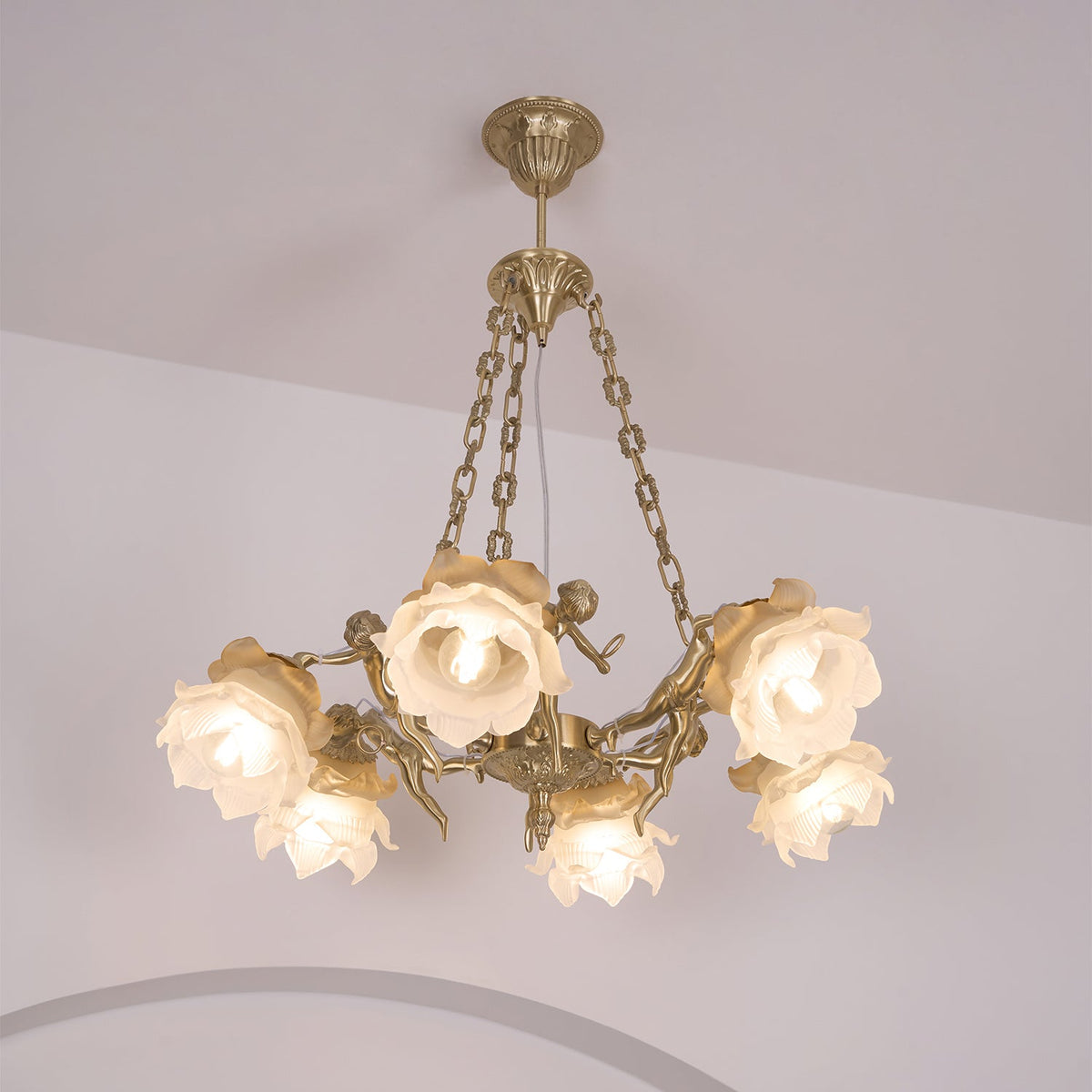 Lustre Dinard en laiton et verre – vue 16