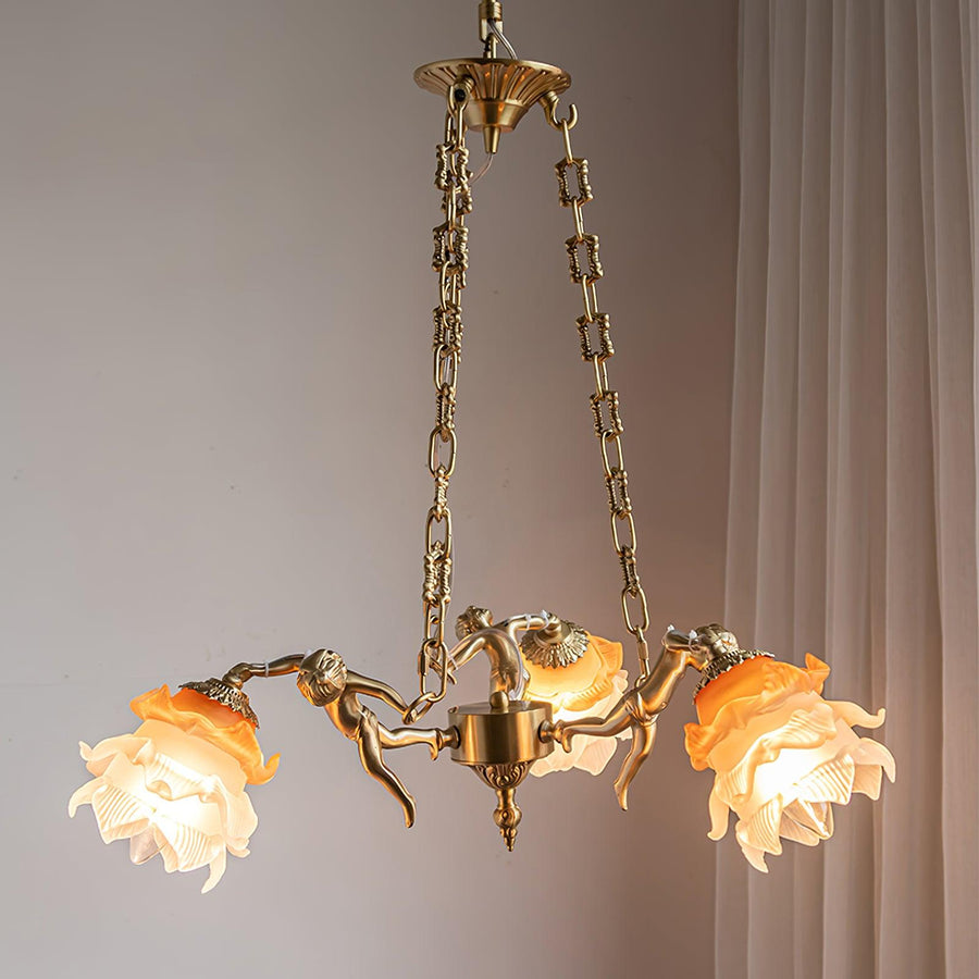 Lustre Dinard en laiton et verre – vue 4