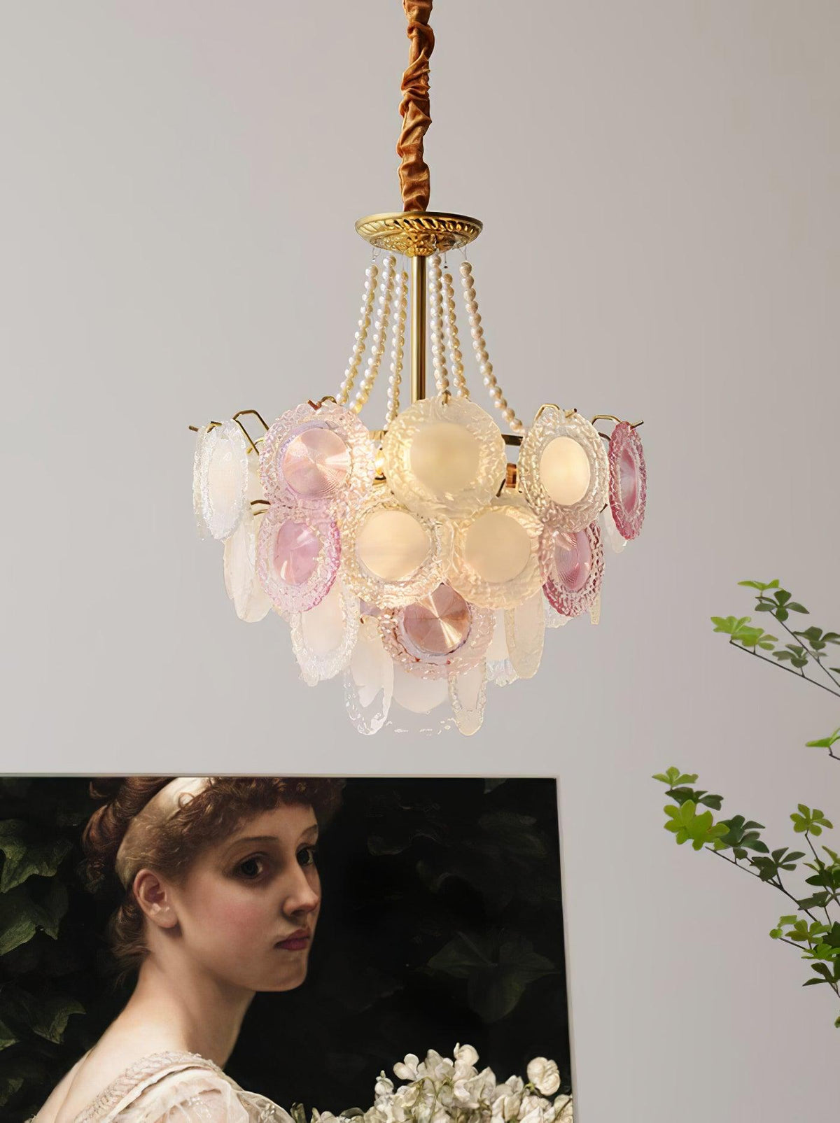 Lustre Framboise en verre et métal – vue 7