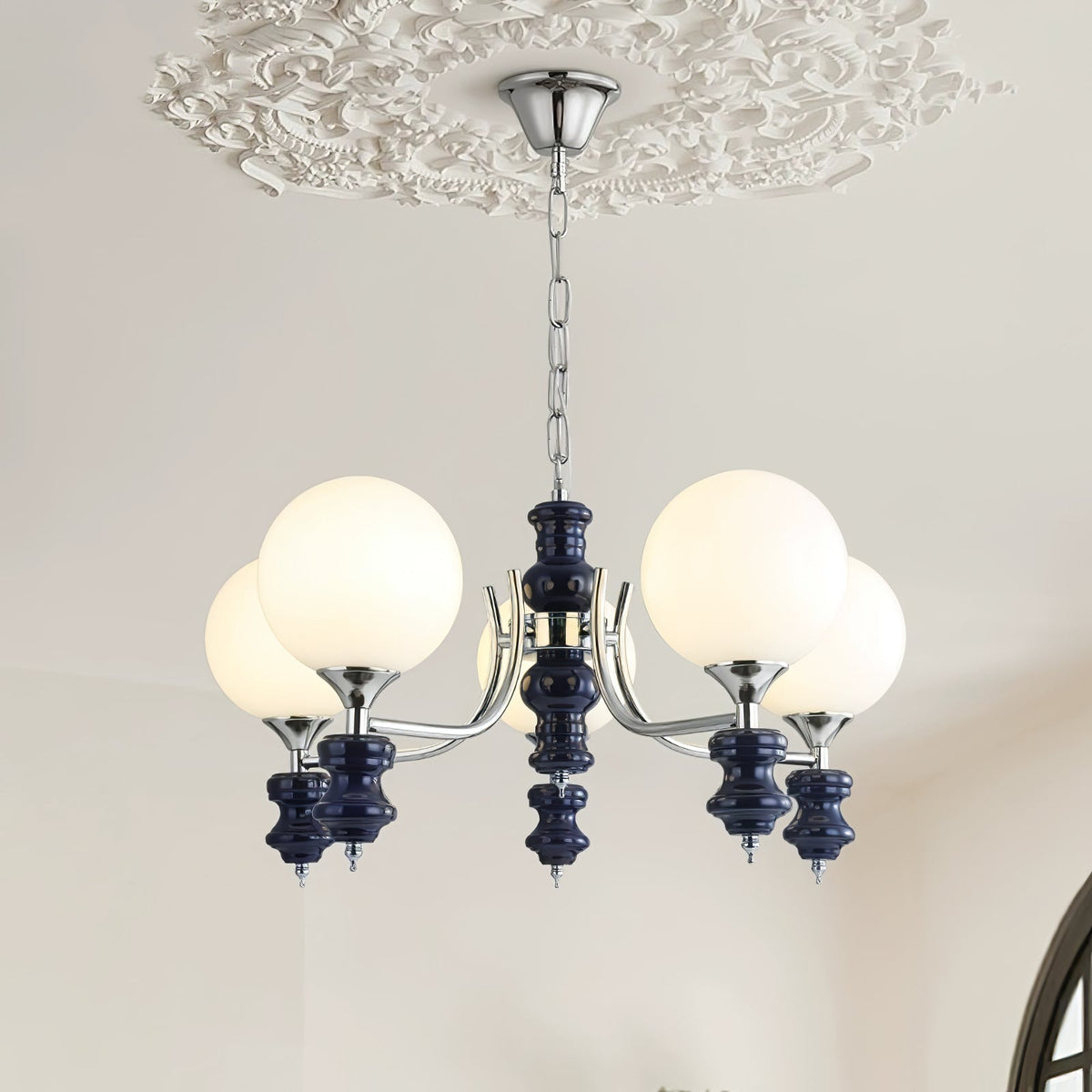 Lustre Navette en verre et métal – vue 16
