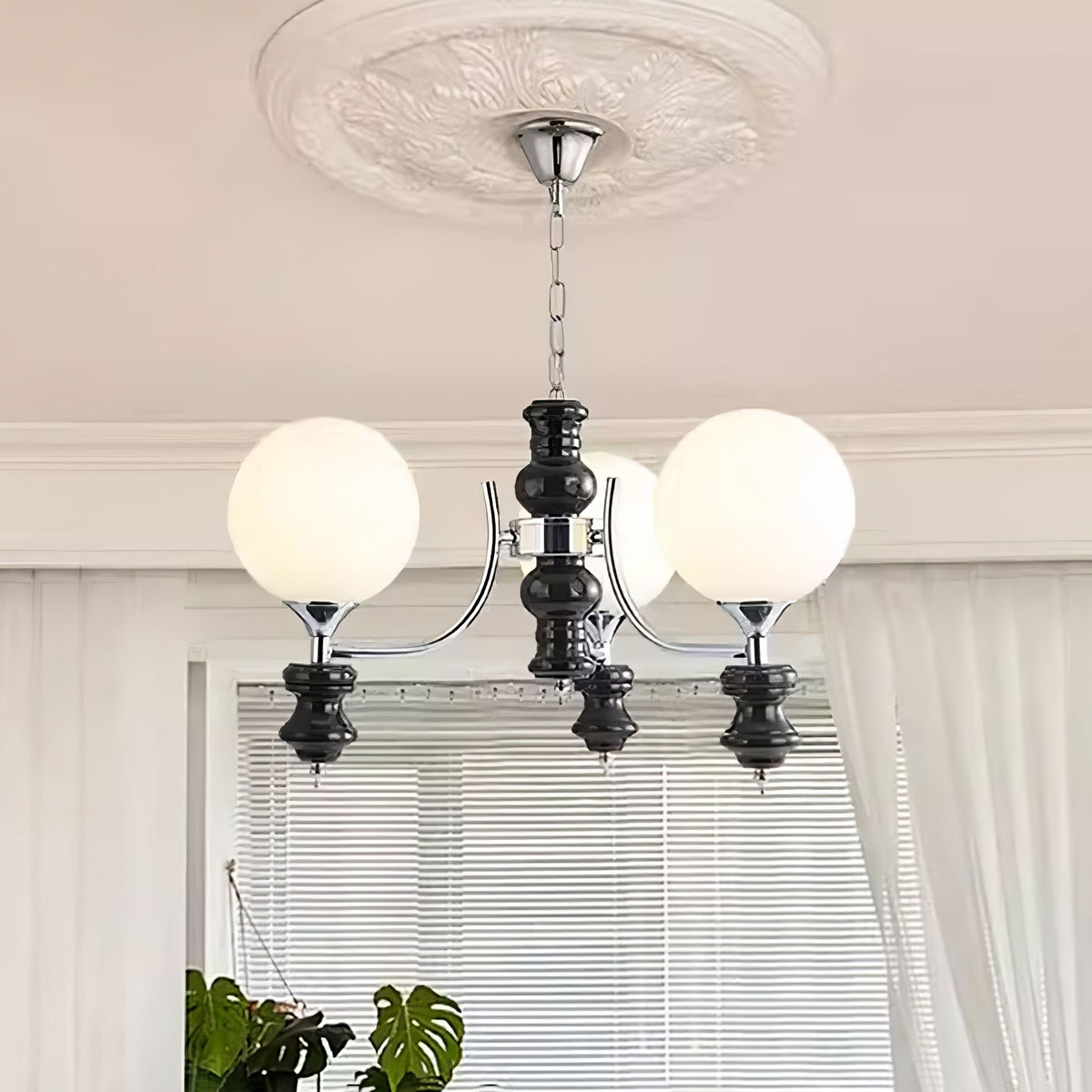 Lustre Navette en verre et métal – vue 8