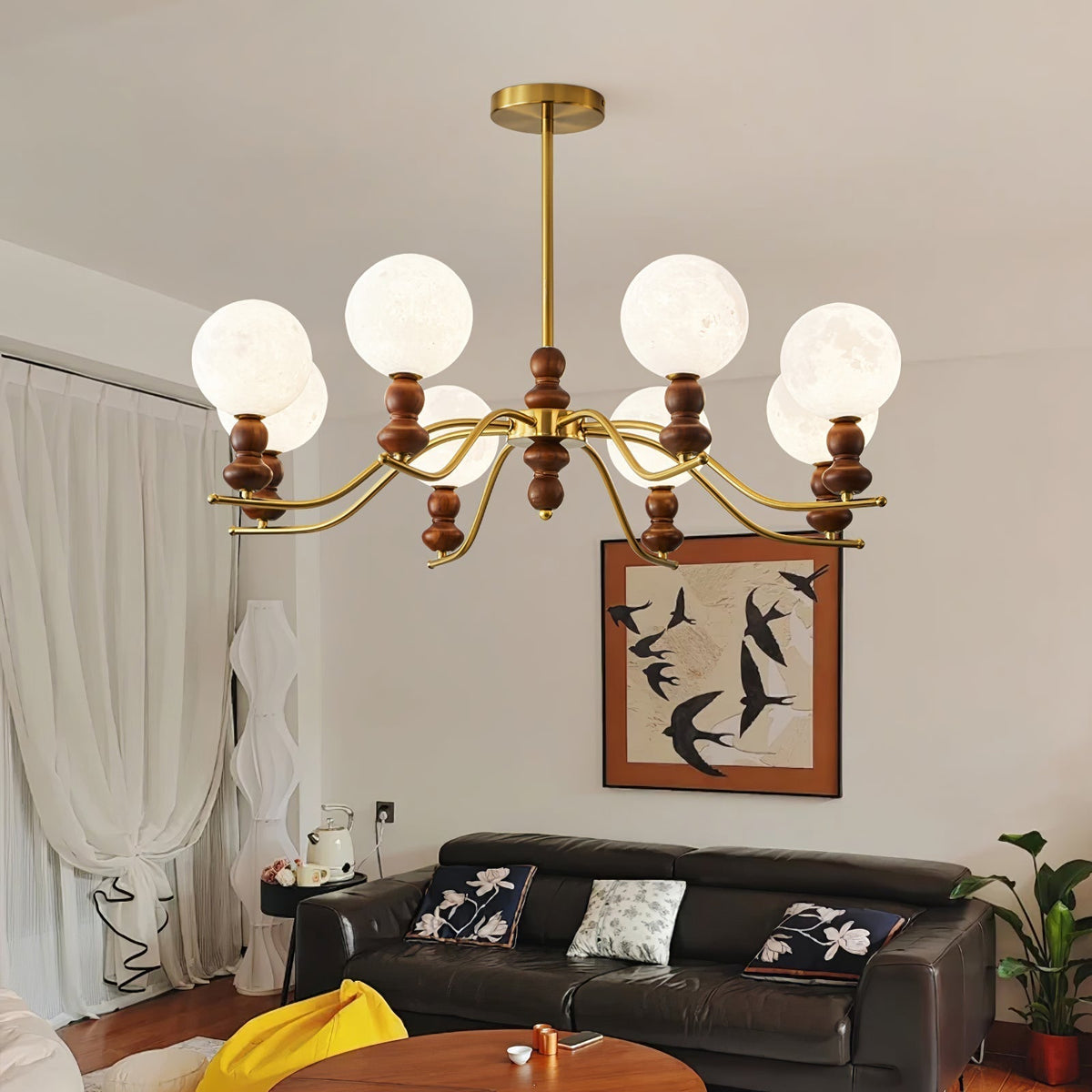 Lustre Idylle en bois et laiton – vue 16