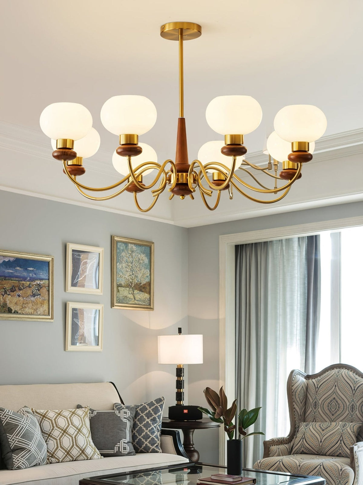 Lustre Idylle en bois et laiton – vue 4