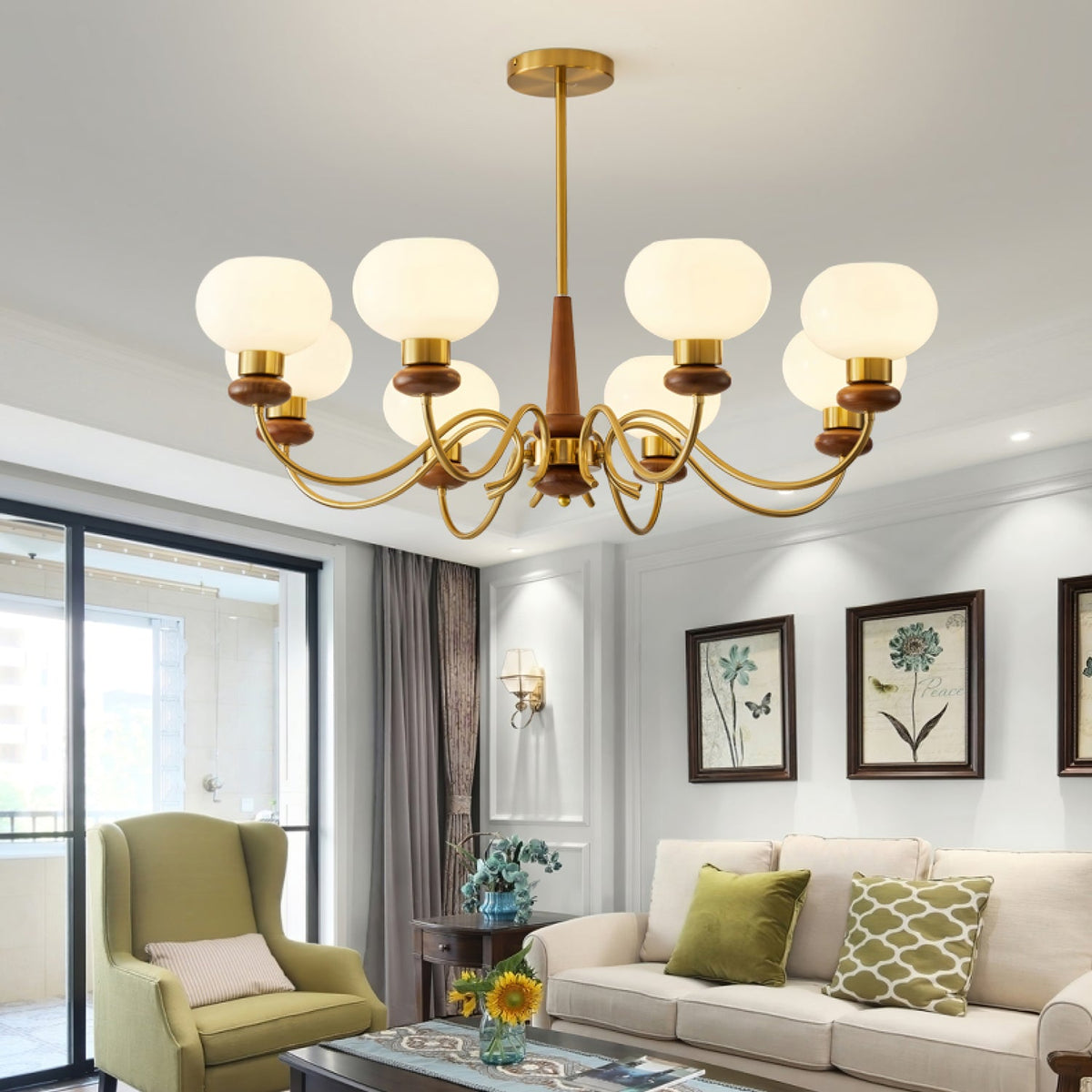 Lustre Idylle en bois et laiton – vue 17
