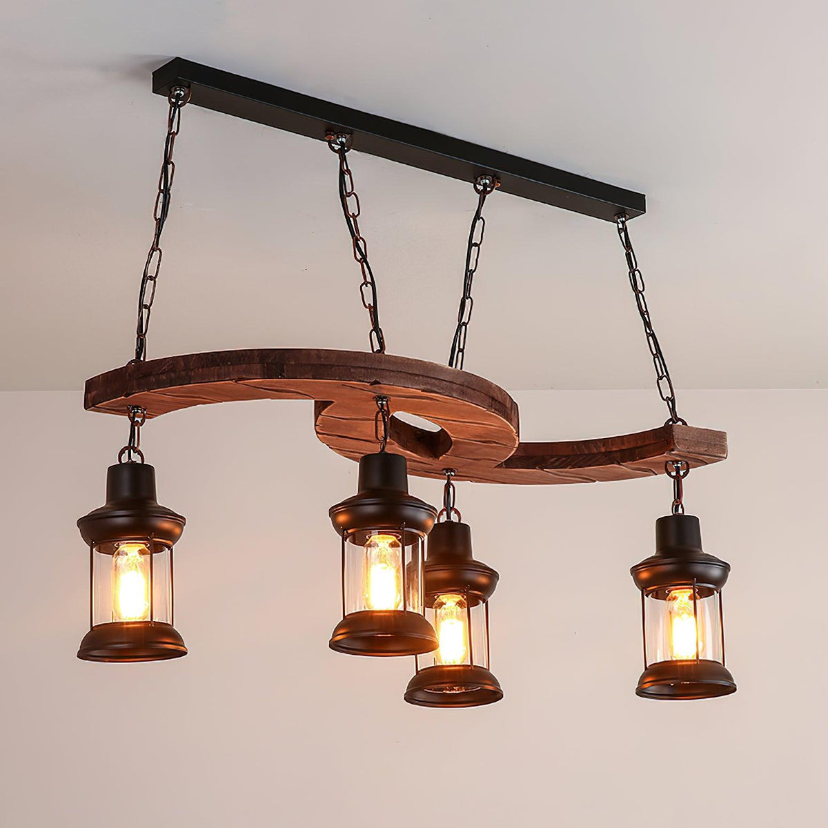 Lustre Gavotte en bois et fer – vue 16