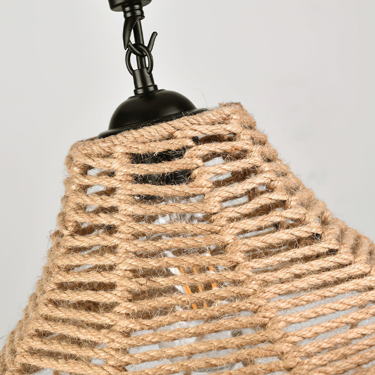 Suspension Quadrille en jute et fer – vue 17