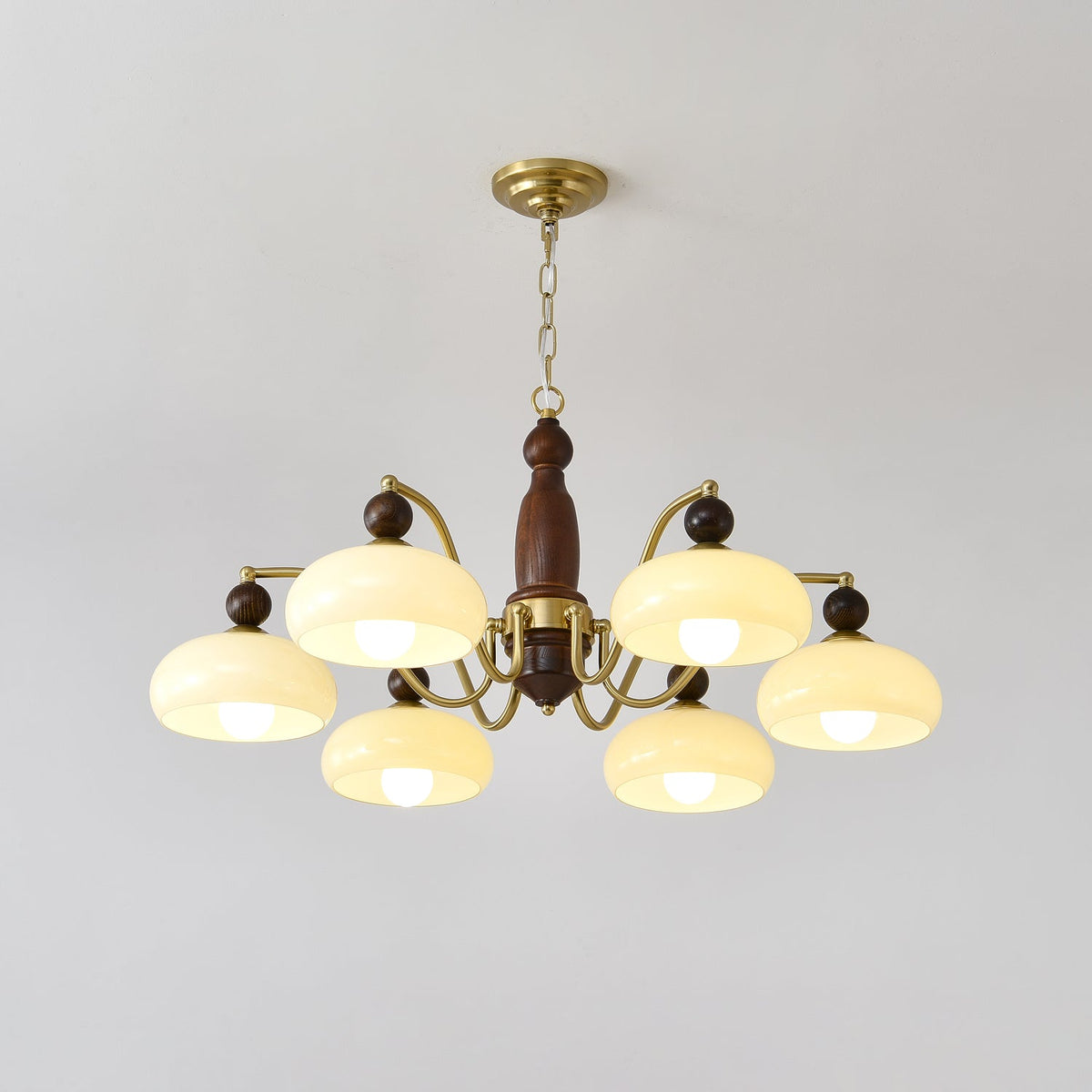 Lustre Comète en verre et bois – vue 8