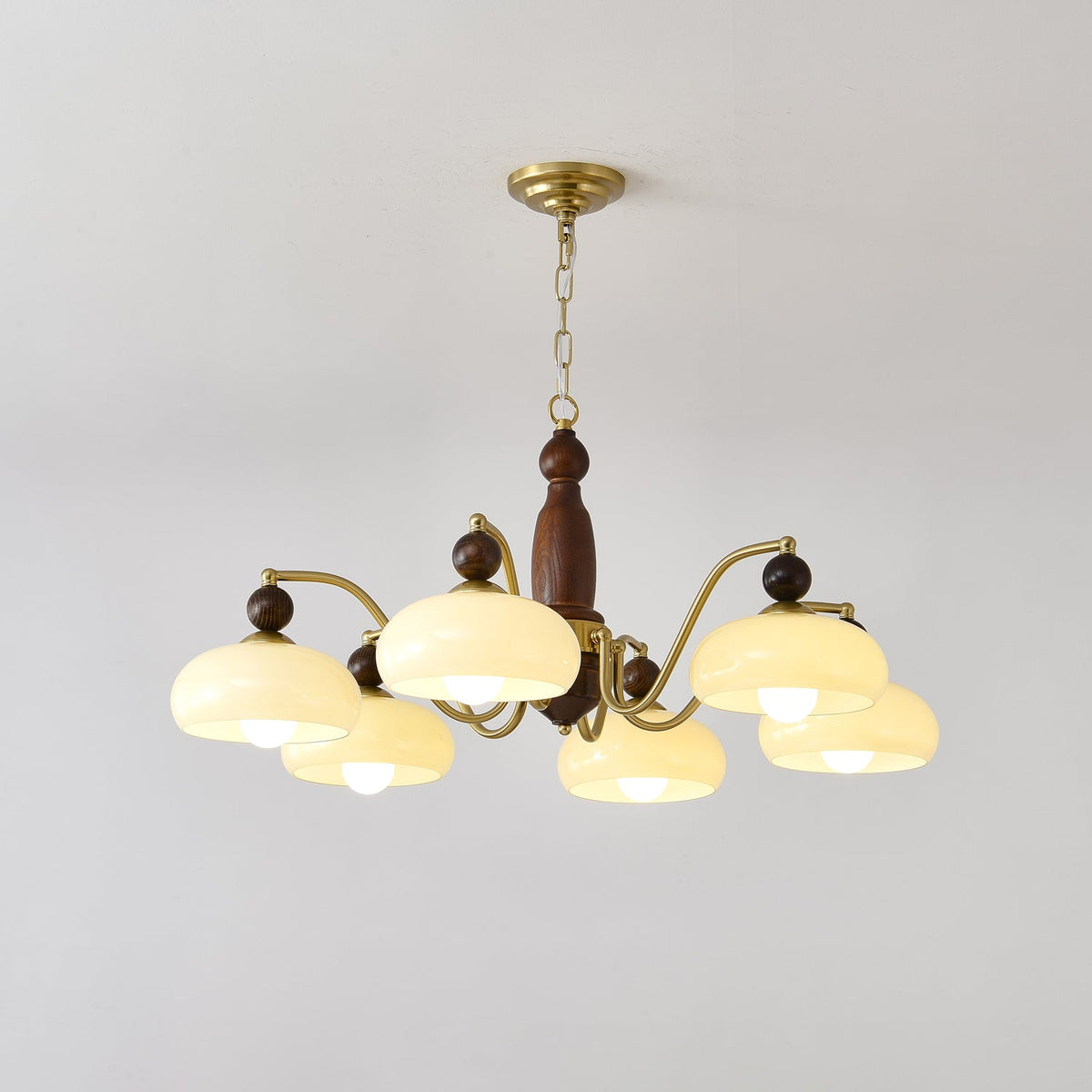 Lustre Comète en verre et bois – vue 5