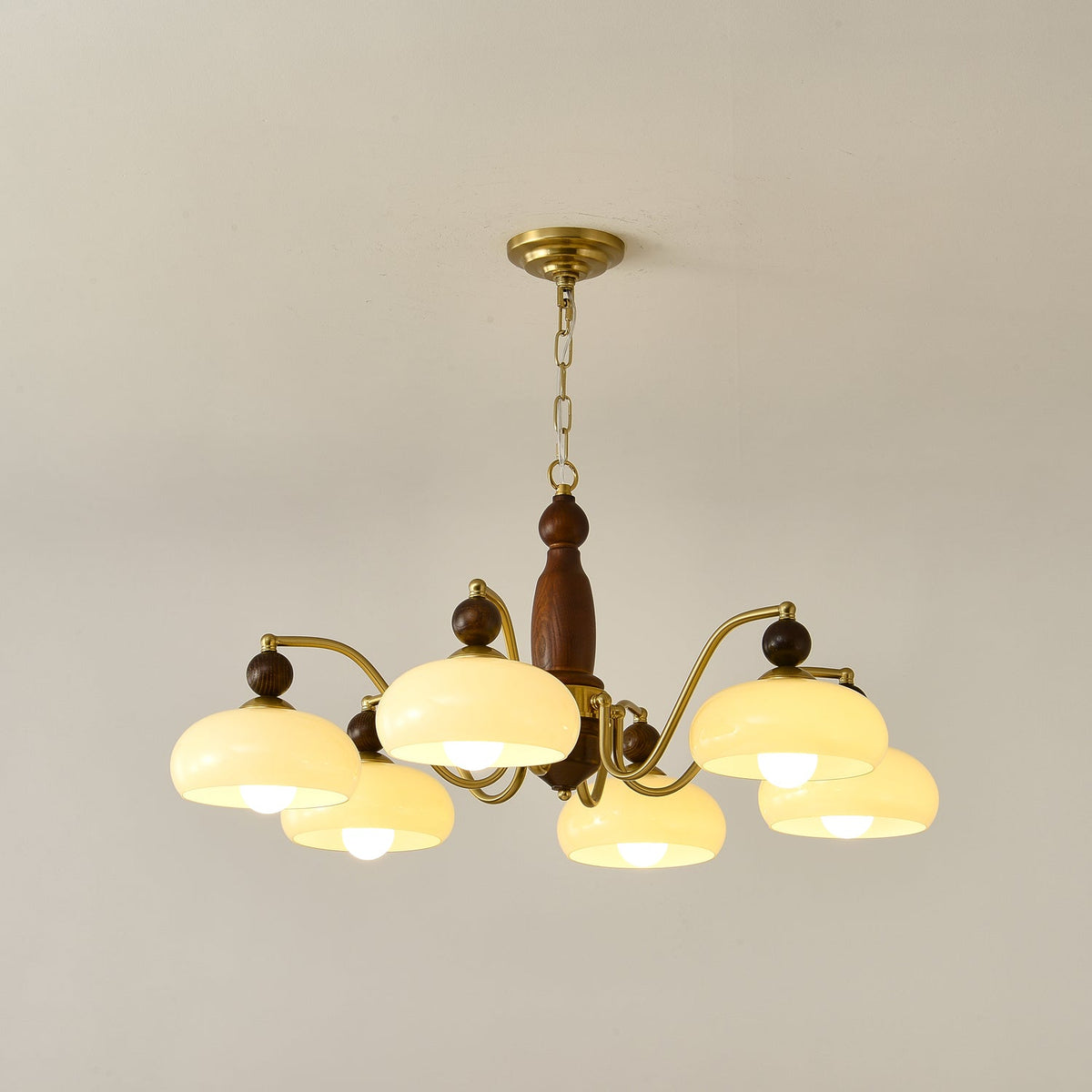 Lustre Comète en verre et bois – vue 7