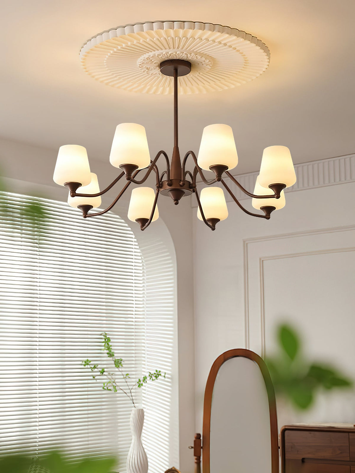 Lustre Rosace en verre et métal – vue 5