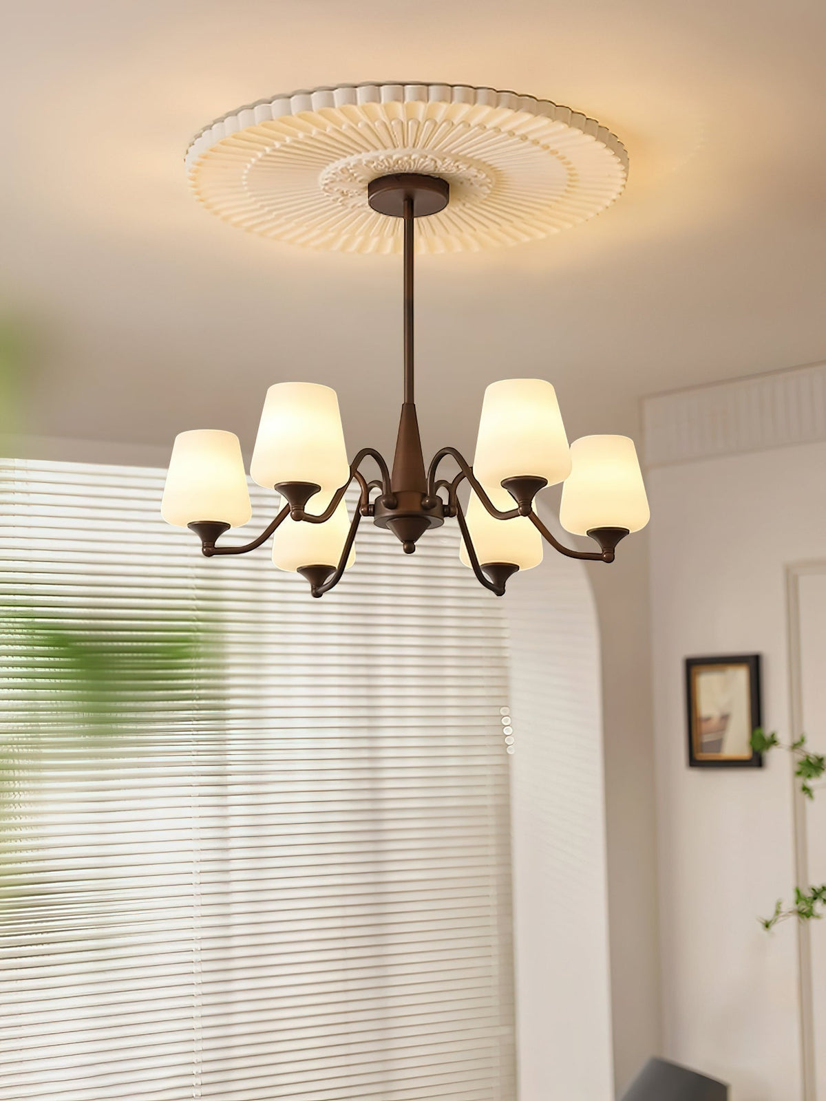 Lustre Rosace en verre et métal – vue 11
