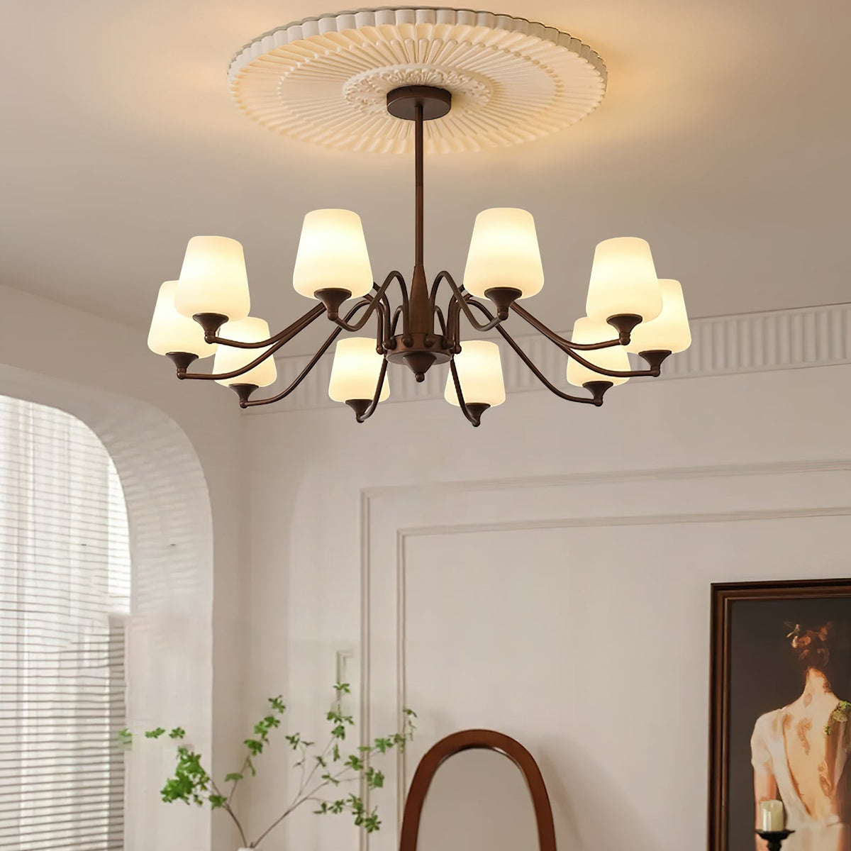 Lustre Rosace en verre et métal – vue 3