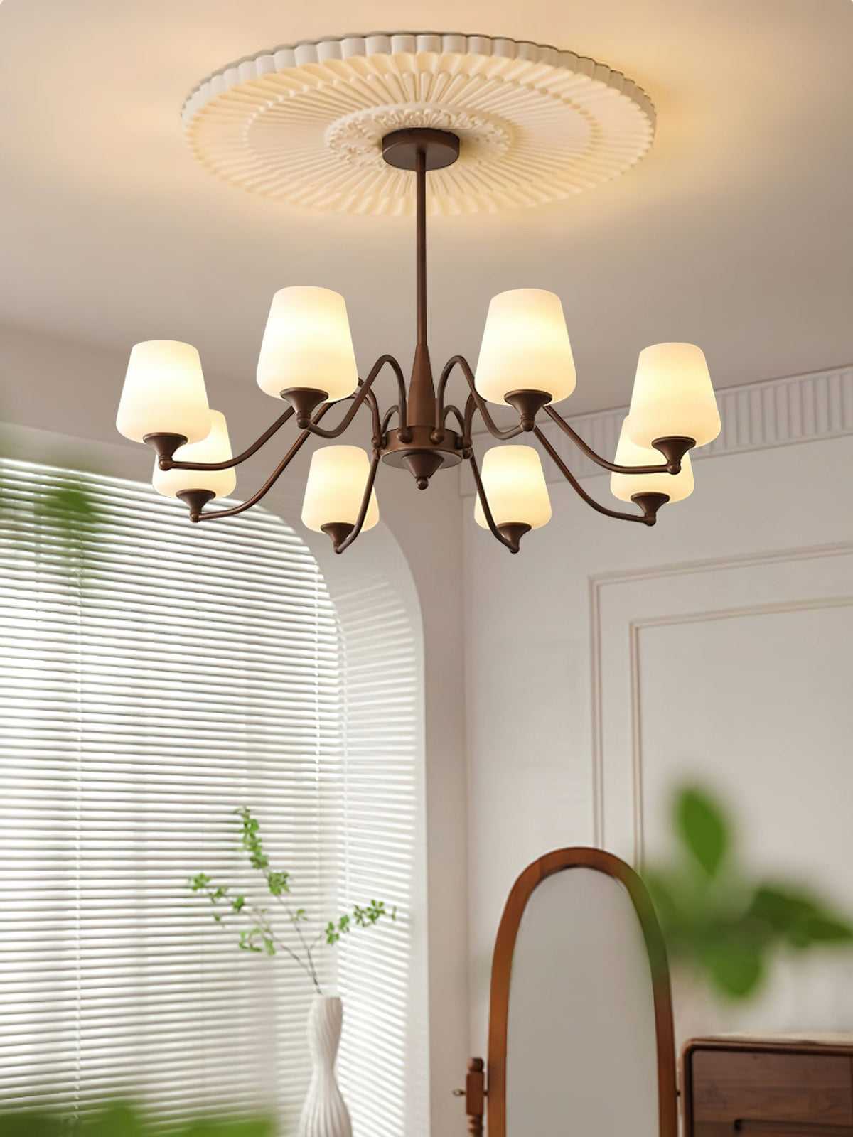 Lustre Rosace en verre et métal – vue 15