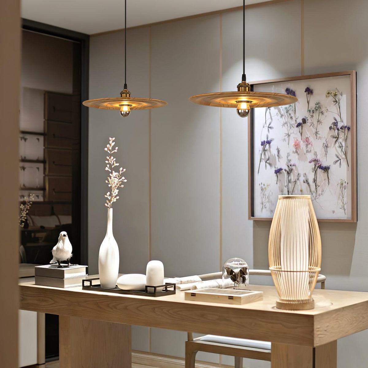 Suspension Oural en verre et bois – vue 12