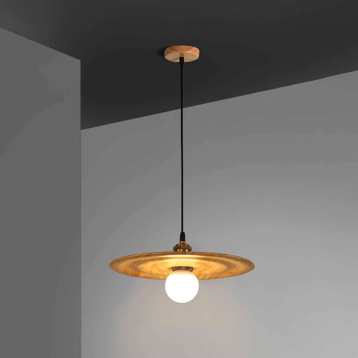 Suspension Oural en verre et bois – vue 7