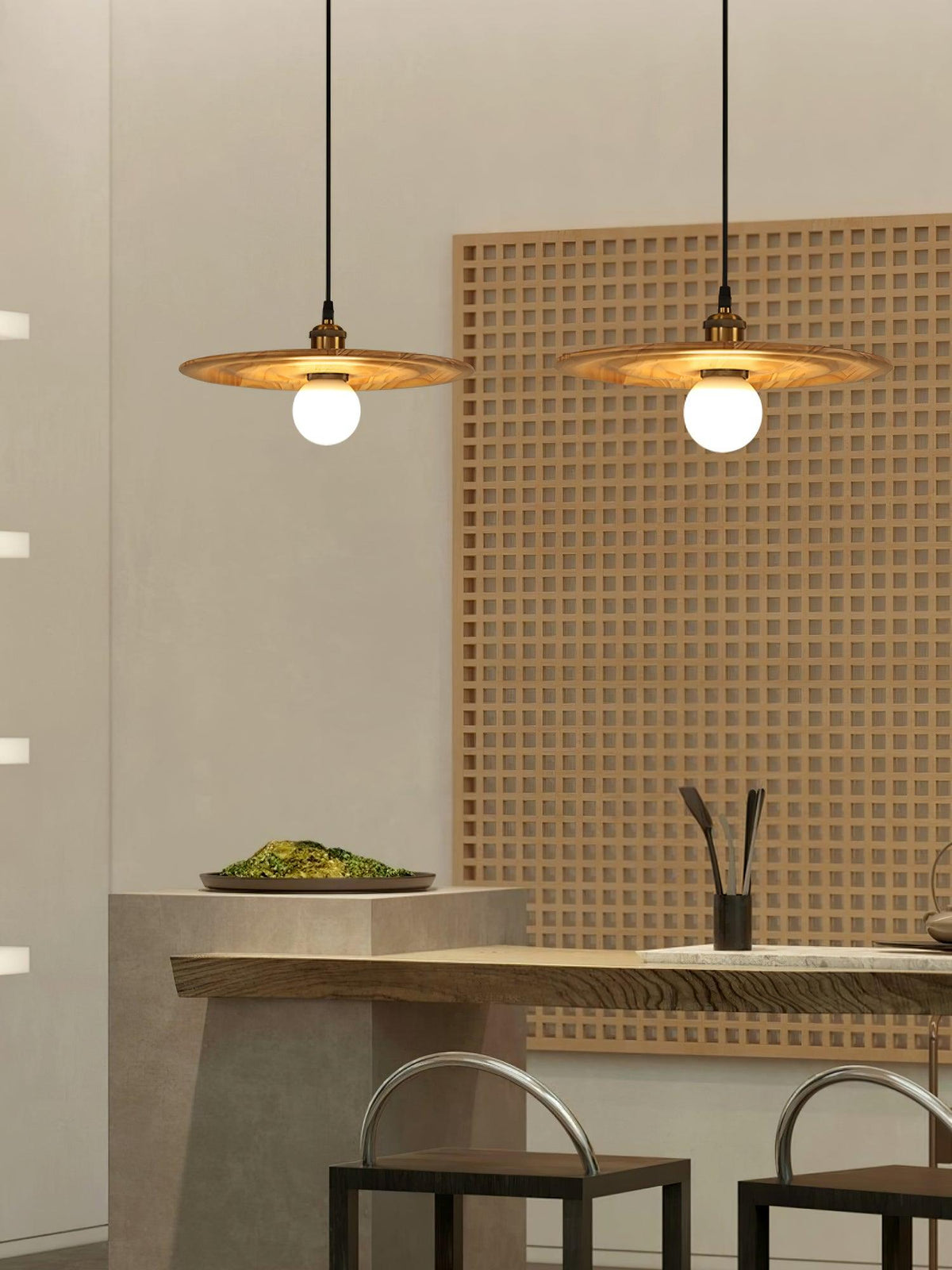 Suspension Oural en verre et bois – vue 18