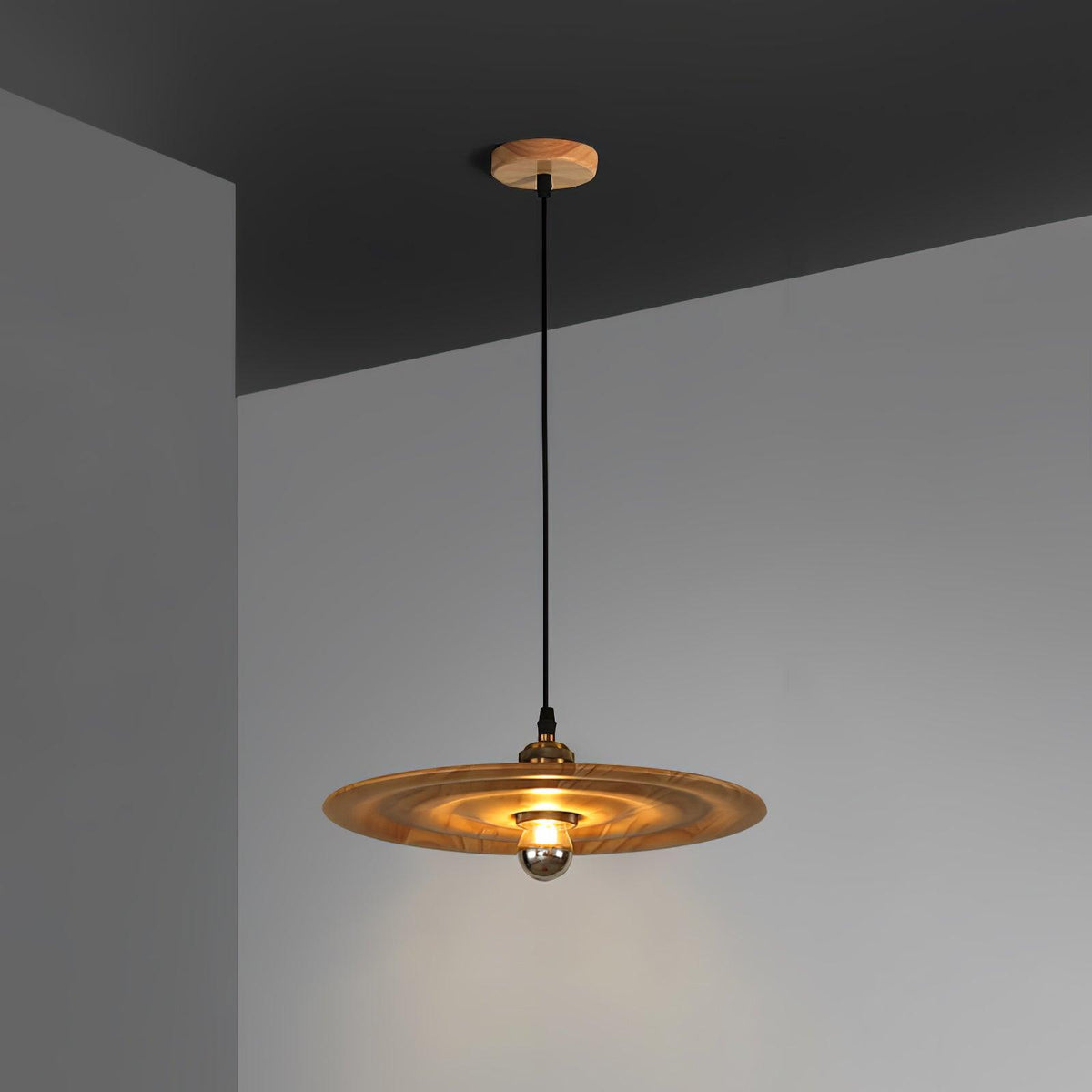 Suspension Oural en verre et bois – vue 8