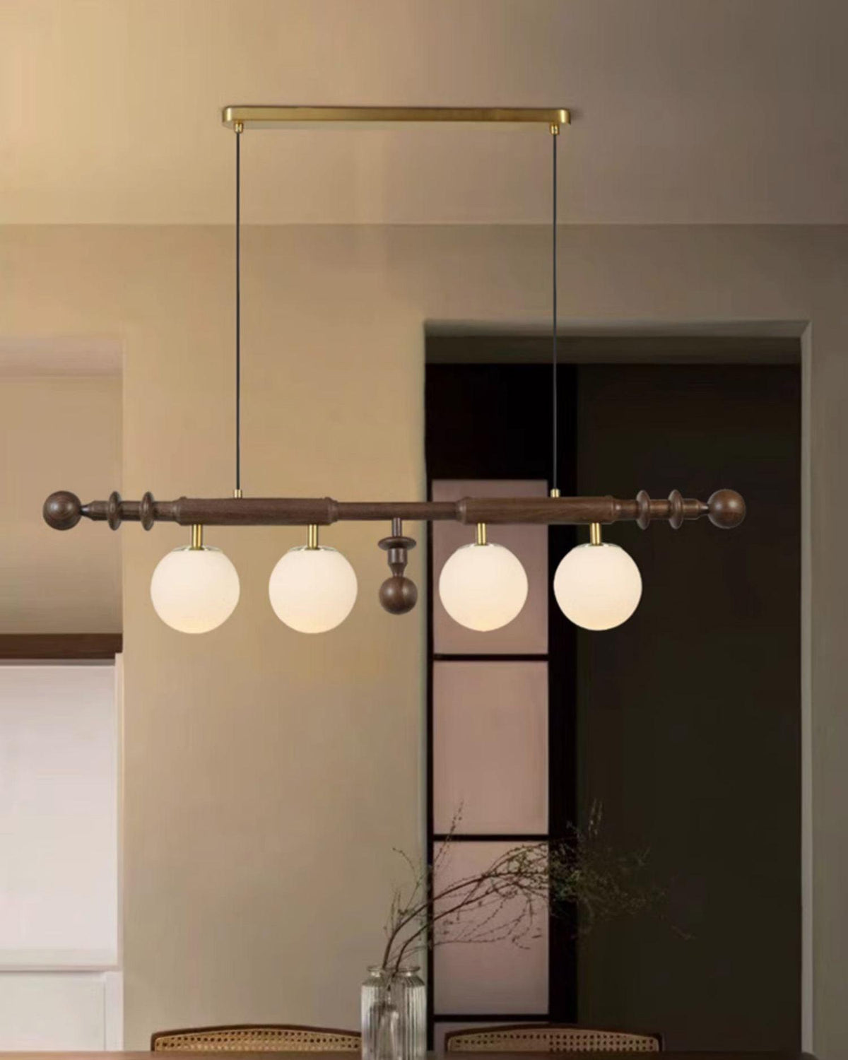 Lustre Clairon en verre et noyer – vue 28