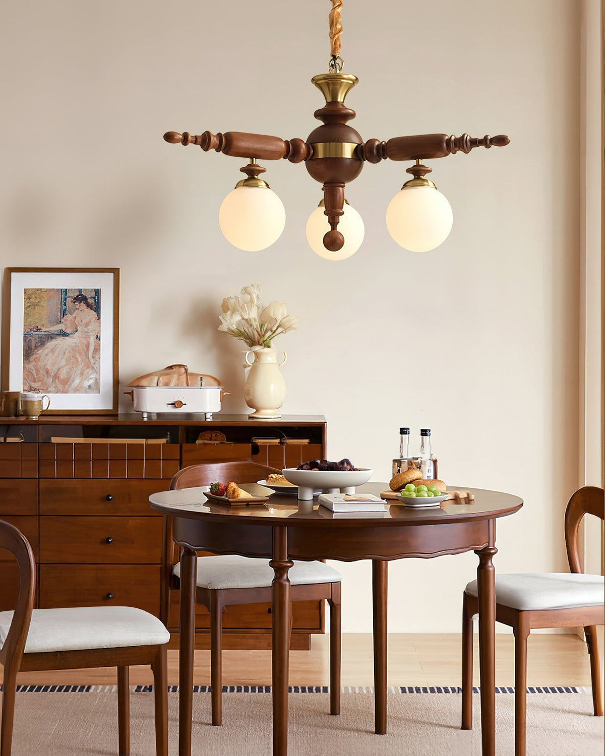 Lustre Rosalie en verre et bois – vue 13