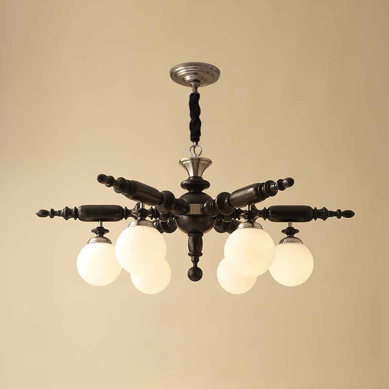 Lustre Rosalie en verre et bois – vue 9