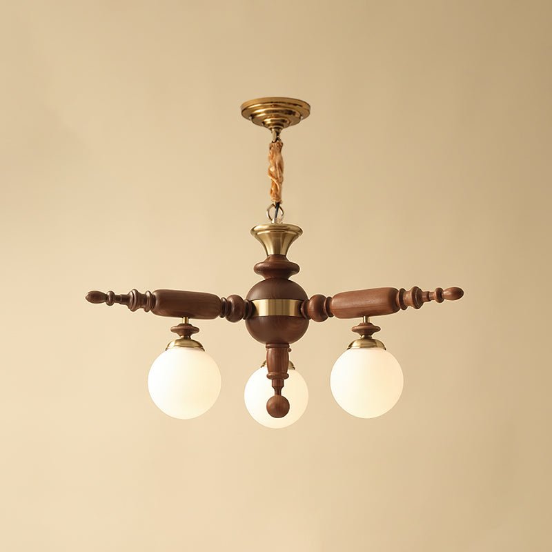 Lustre Rosalie en verre et bois – vue 6