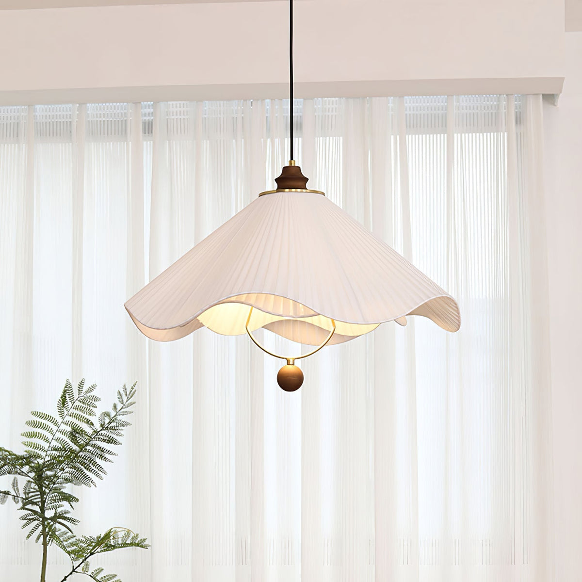 Suspension Coquelicot en bois et tissu – vue 5
