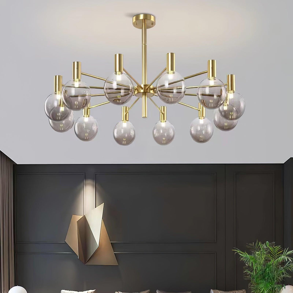 Lustre Trille en verre et fer – vue 26
