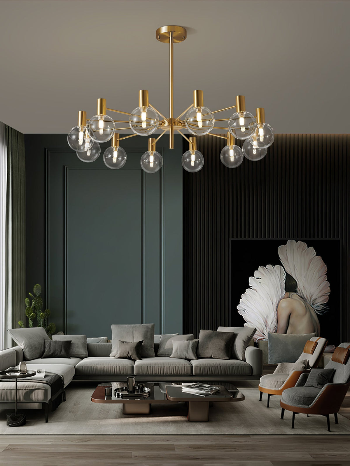 Lustre Trille en verre et fer – vue 43