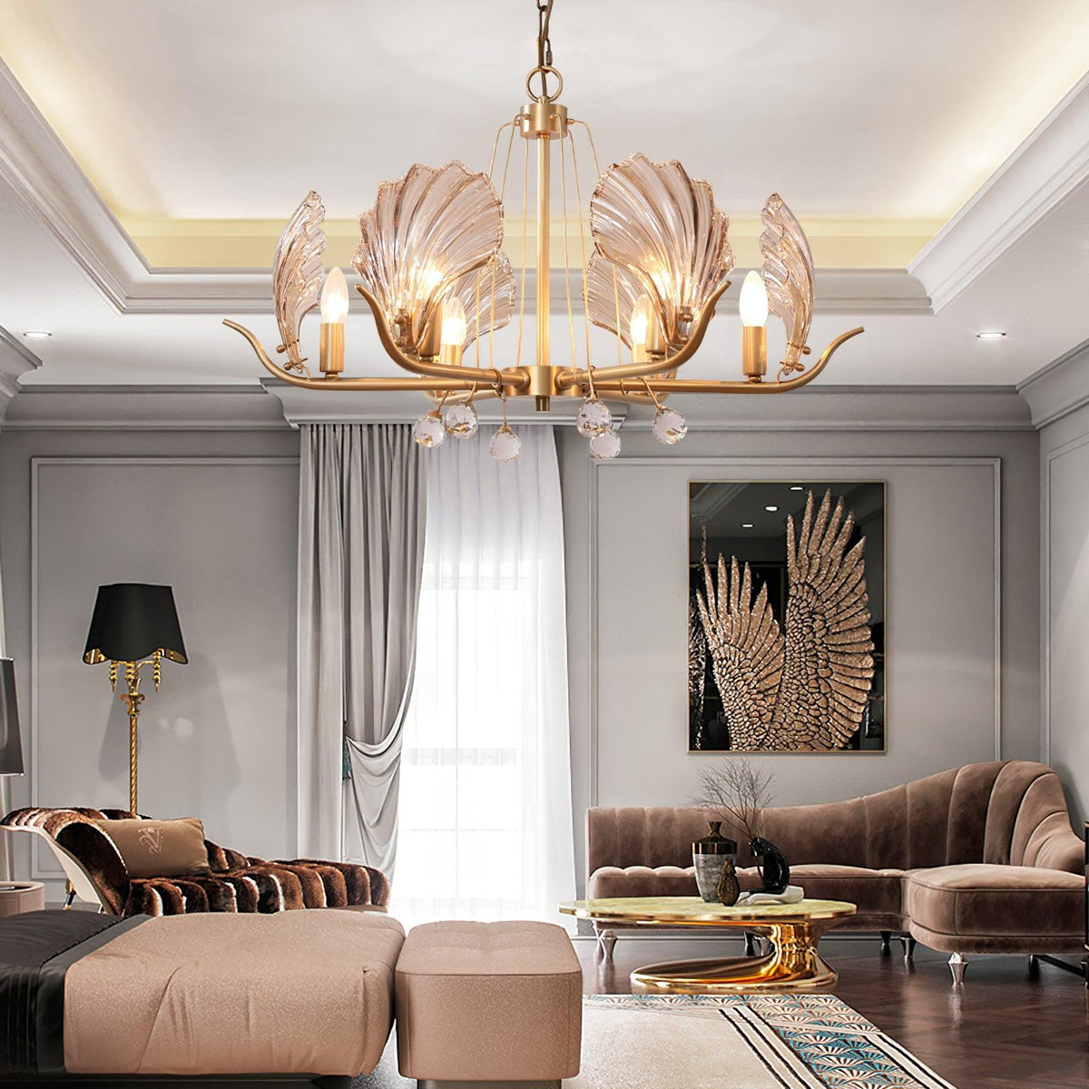 Lustre Argentière en cristal et cuivre – vue 7