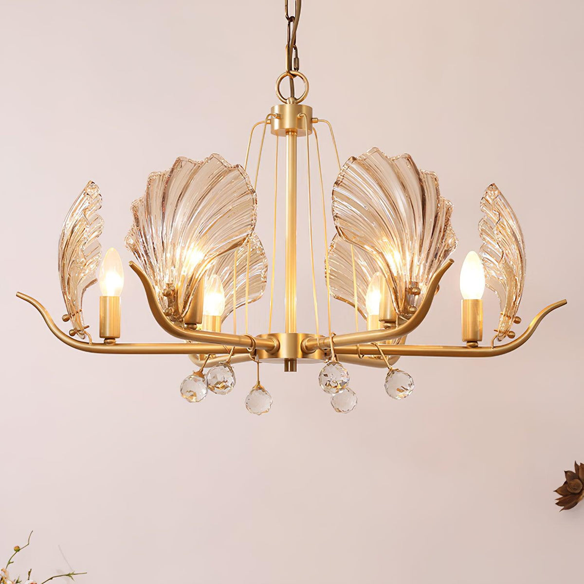 Lustre Argentière en cristal et cuivre – vue 6