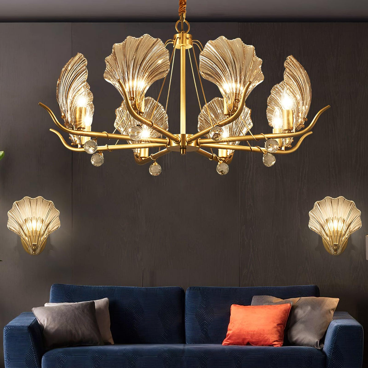 Lustre Argentière en cristal et cuivre – vue 16