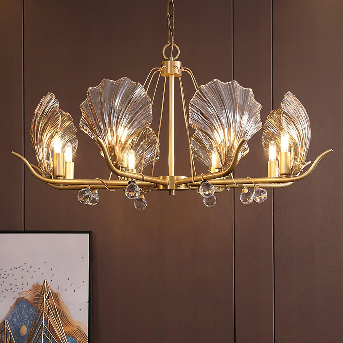 Lustre Argentière en cristal et cuivre – vue 18