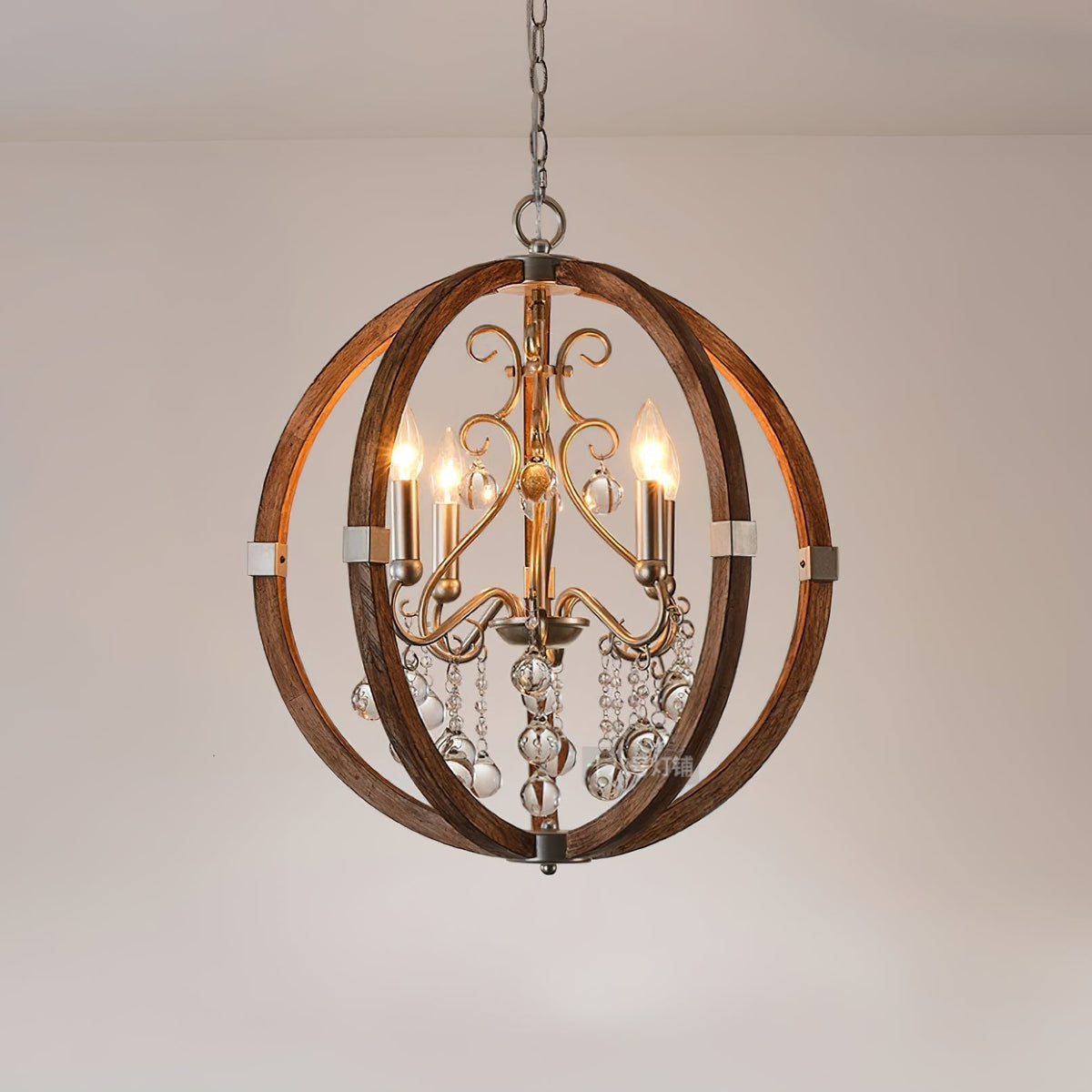 Suspension Fanal en bois et métal – vue 5
