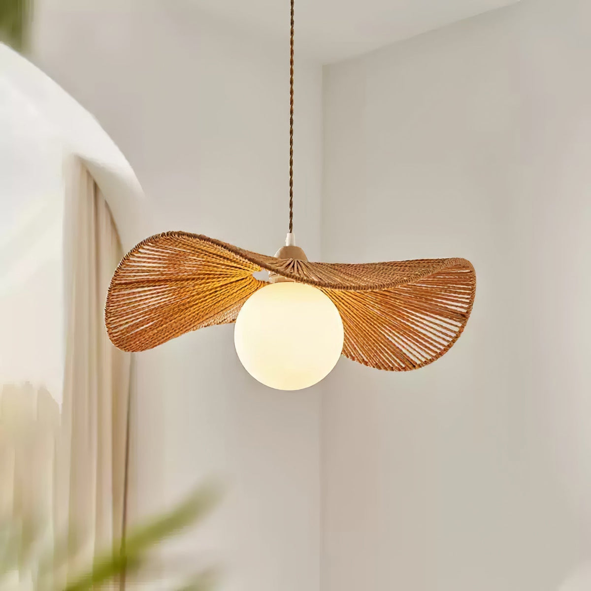 Suspension Nausicaa en verre et jute – vue 15
