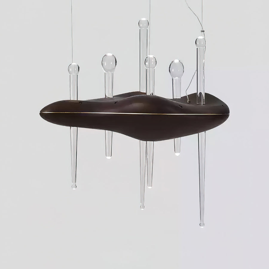 Lustre Onde en verre et chêne – vue 3