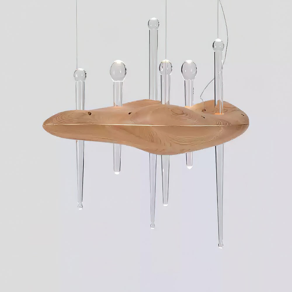 Lustre Onde en verre et chêne – vue 13