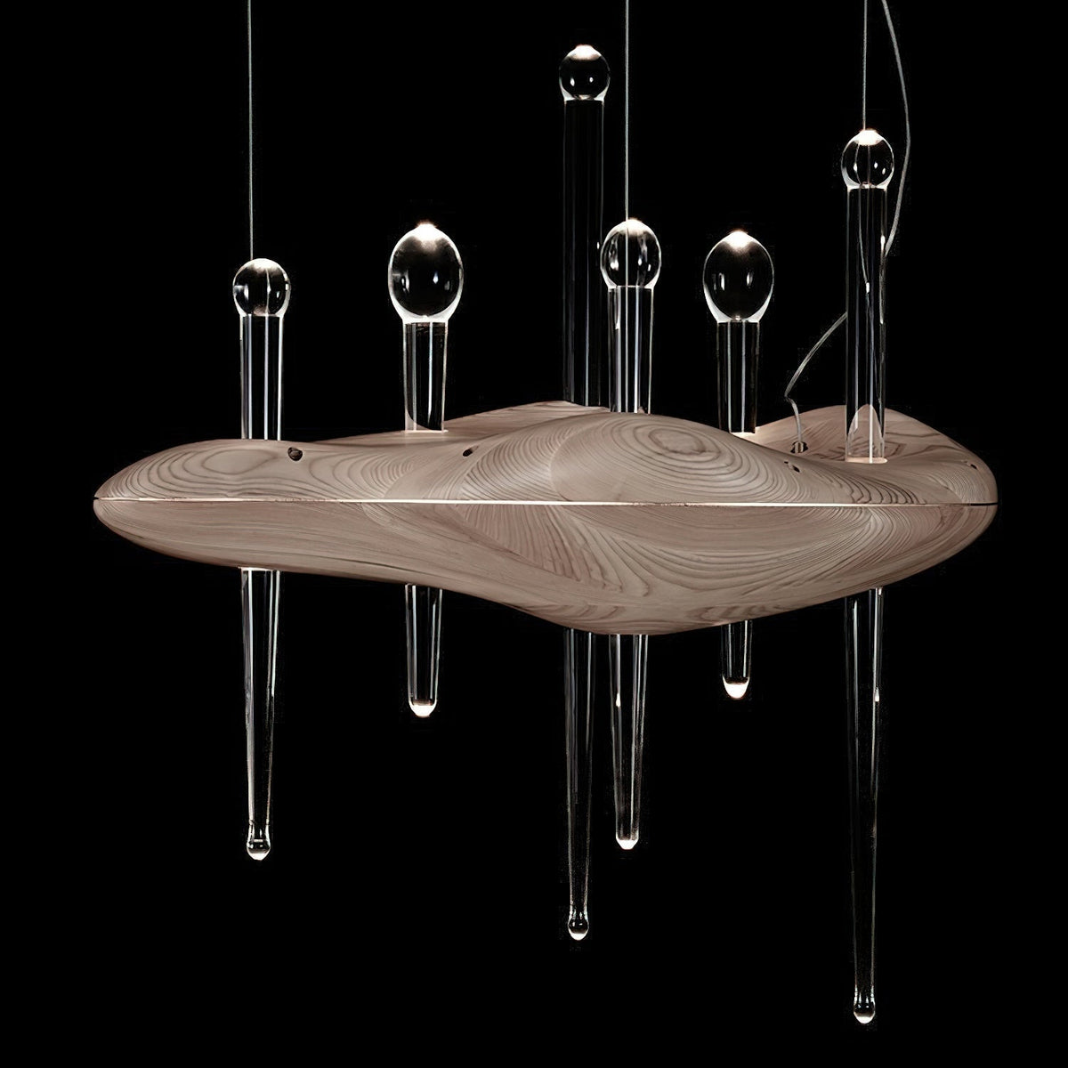 Lustre Onde en verre et chêne – vue 26