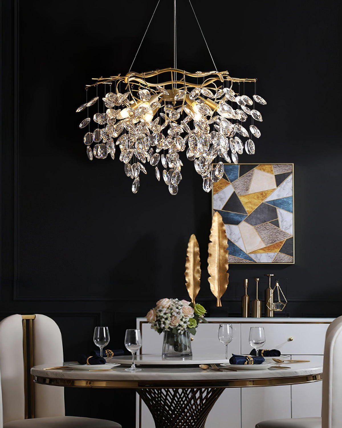 Lustre Véga en cristal et laiton – vue 3