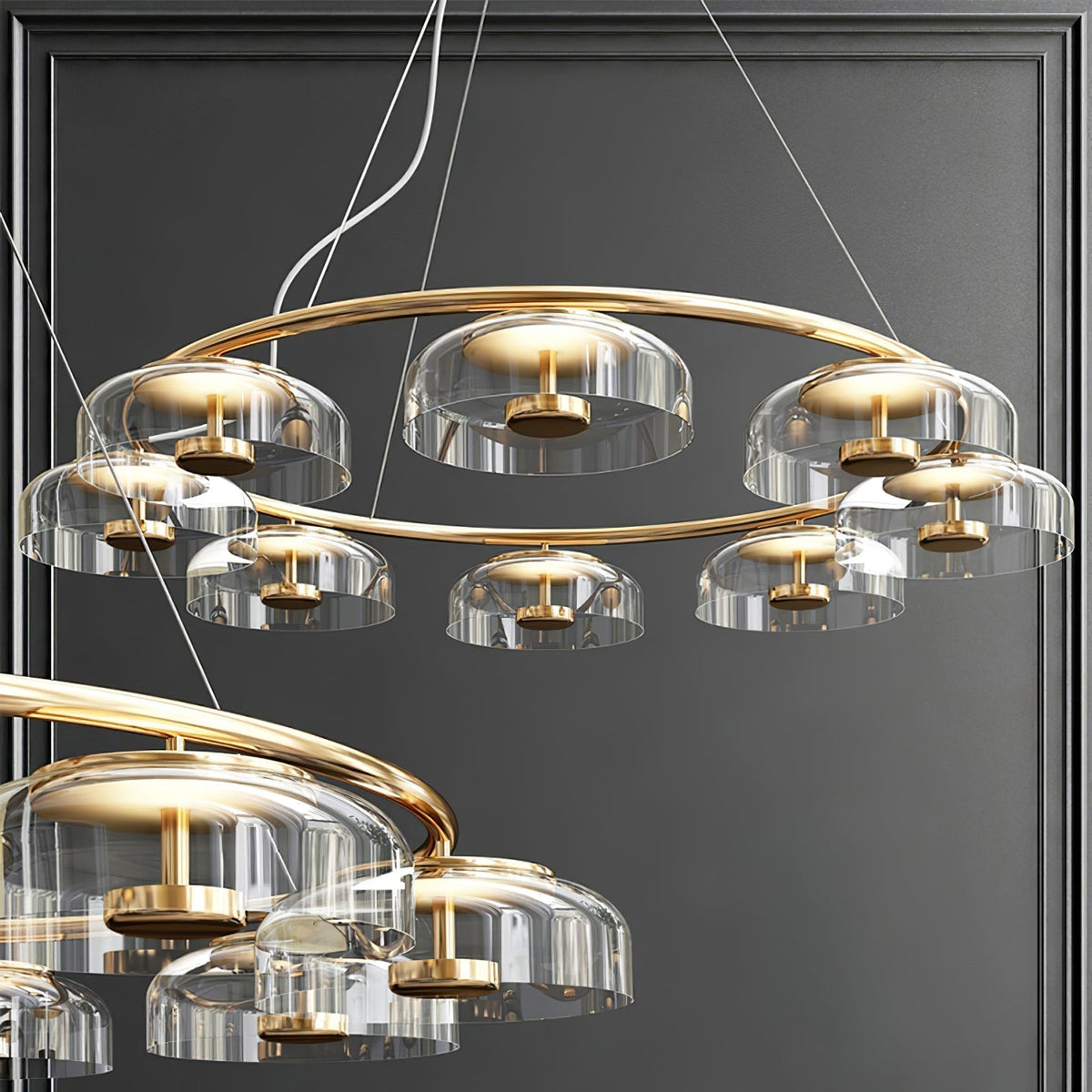 Lustre Olivier en verre et laiton – vue 23