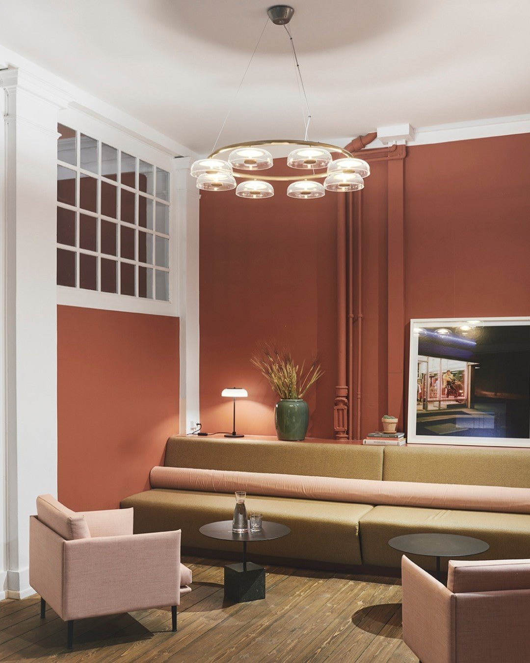 Lustre Olivier en verre et laiton – vue 4