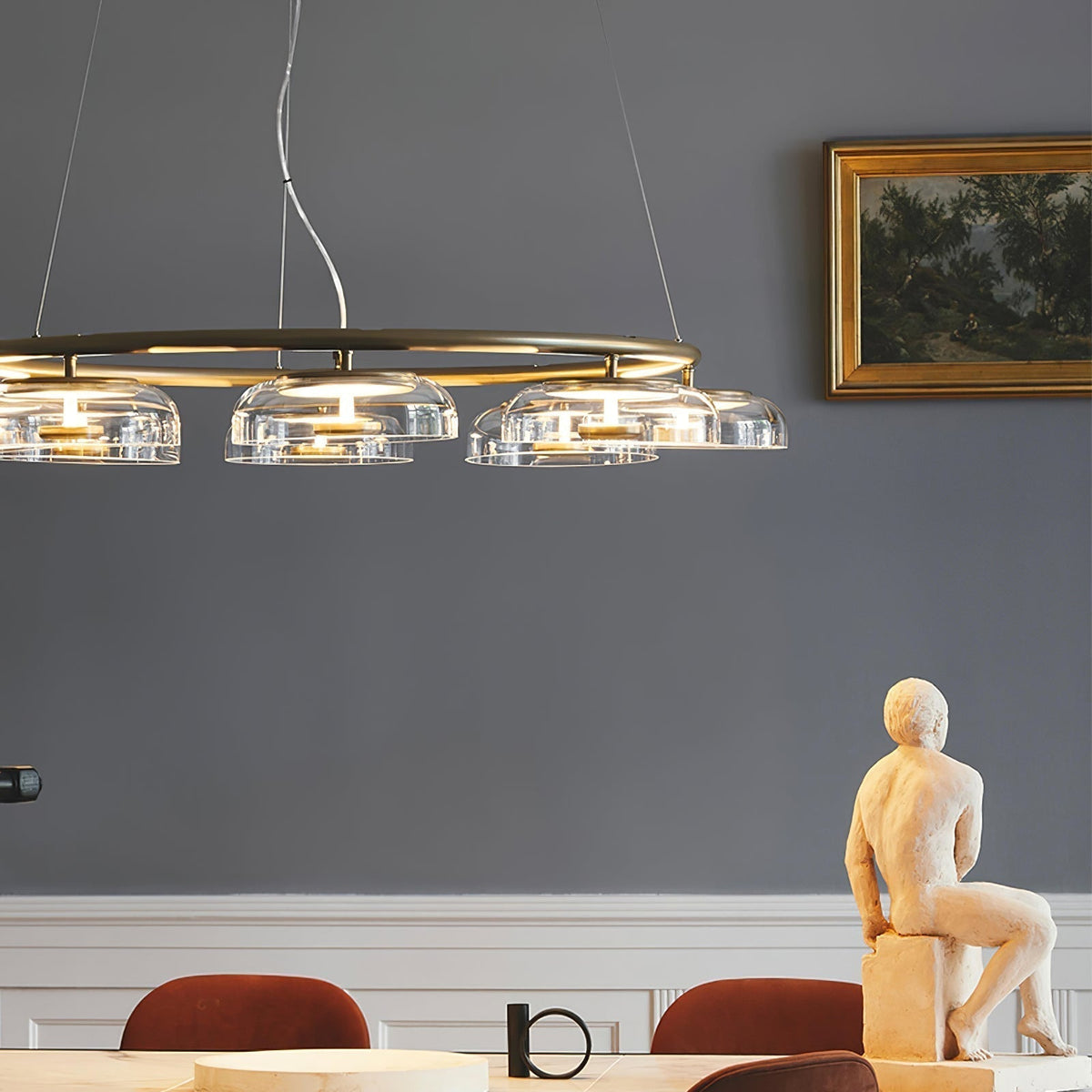 Lustre Olivier en verre et laiton – vue 27