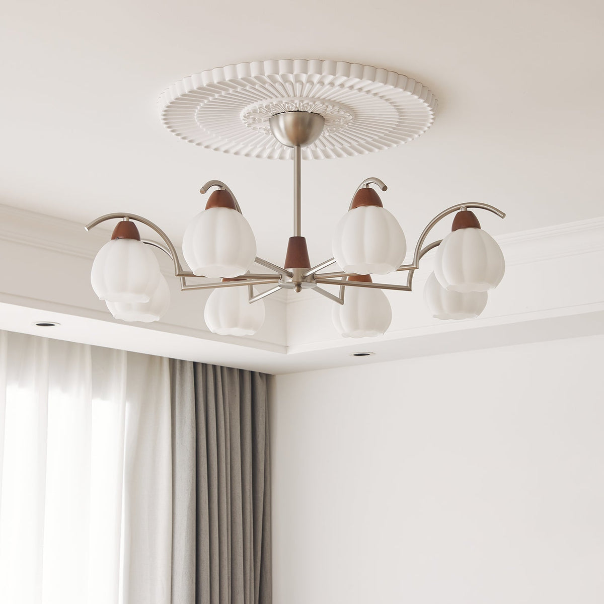 Lustre Patio en verre et bois – vue 9