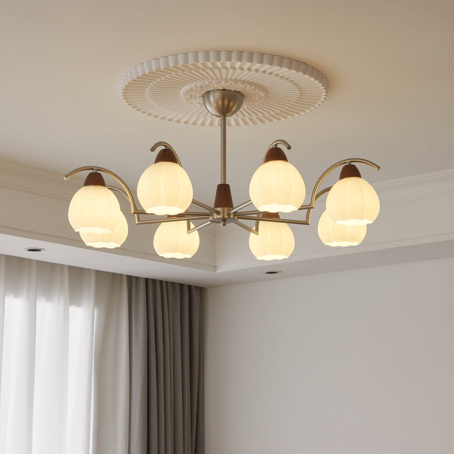 Lustre Patio en verre et bois – vue 4