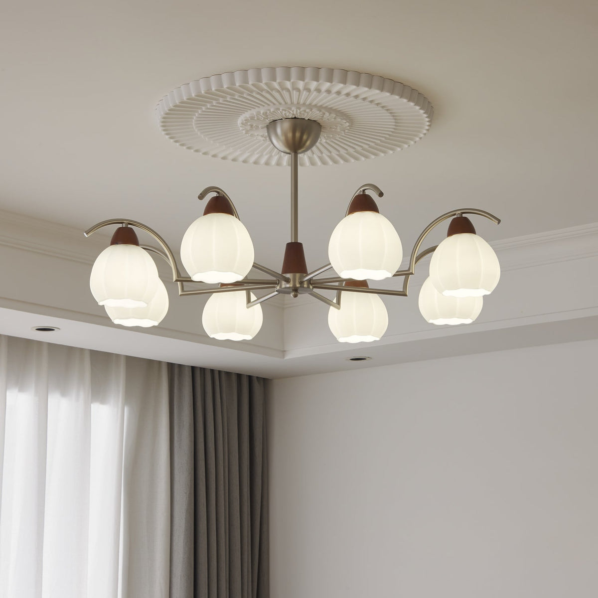 Lustre Patio en verre et bois – vue 13