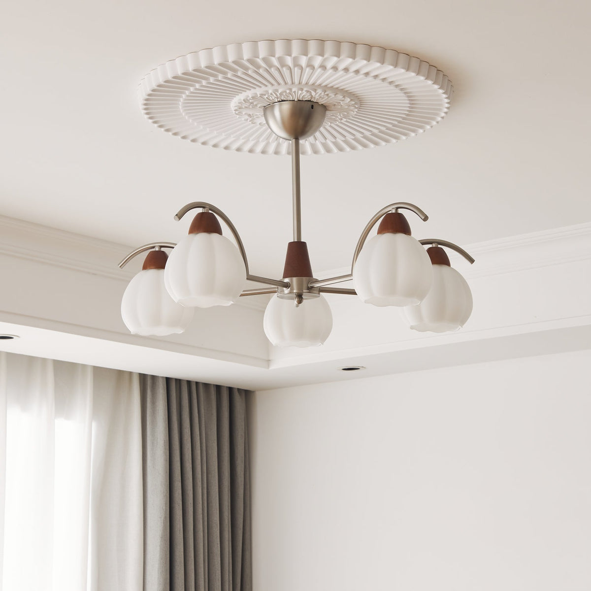 Lustre Patio en verre et bois – vue 11