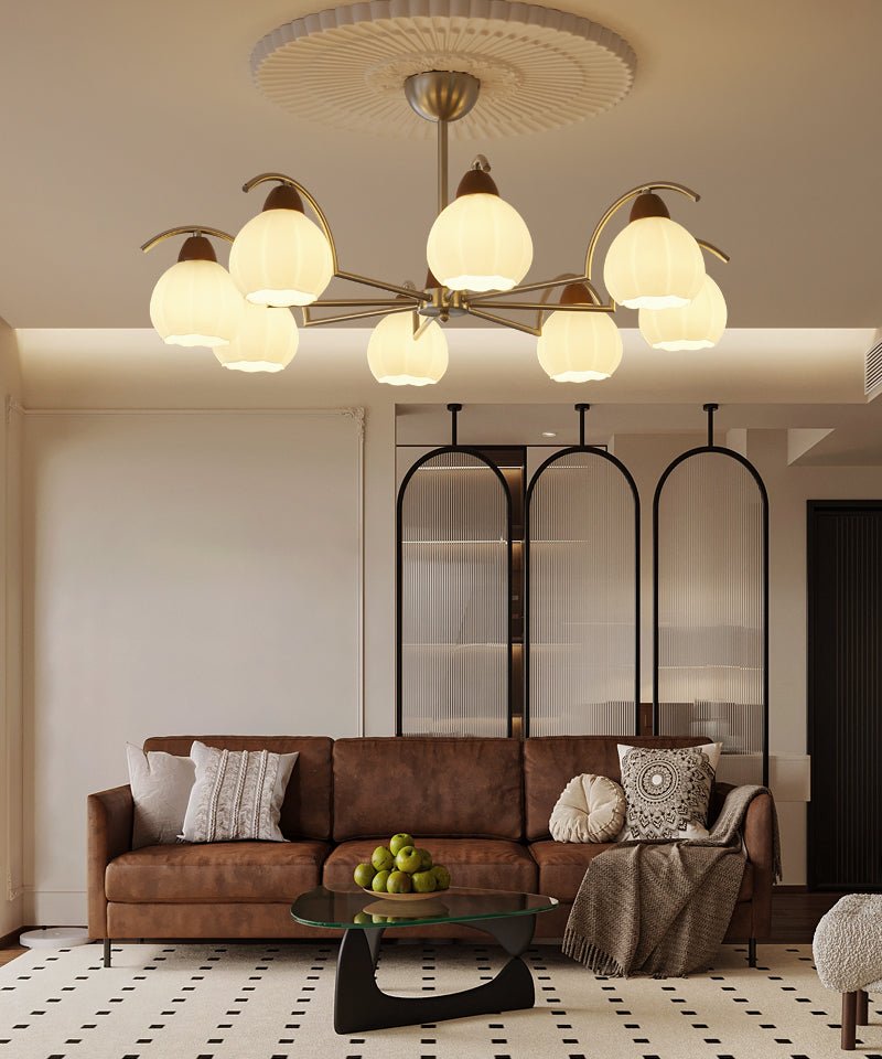 Lustre Patio en verre et bois – vue 17