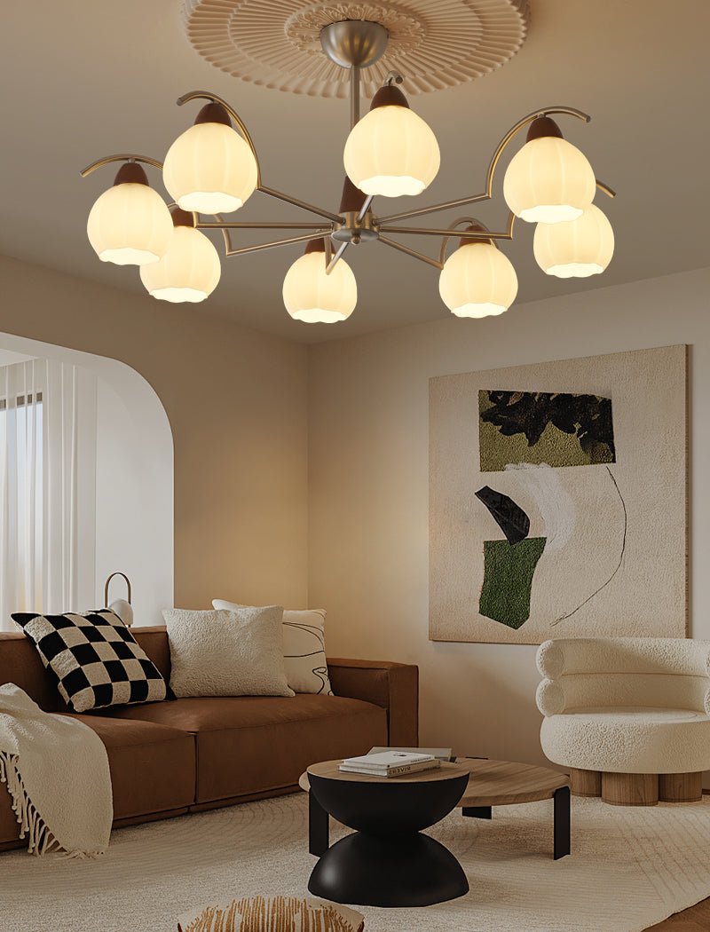 Lustre Patio en verre et bois – vue 18