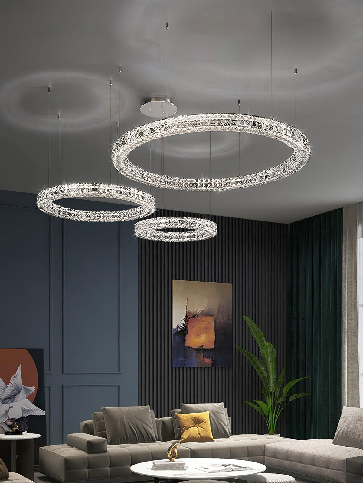 Lustre Noirmoutier en cristal et métal – vue 2