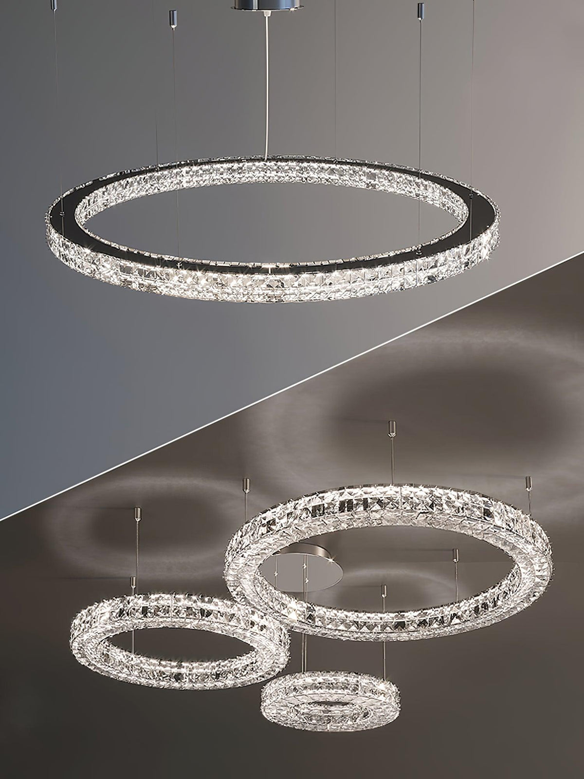 Lustre Noirmoutier en cristal et métal – vue 15